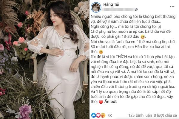 Ông xã bị chỉ trích khiến vợ thành máy đẻ, hot mom 5 con Hằng Túi lên tiếng bênh vực-1