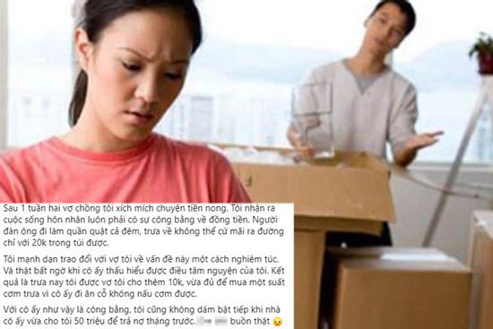 Thắc mắc vợ chỉ cho 20k mỗi bữa ăn trưa, anh chồng chẳng được thương mà còn bị mắng vì lý do này