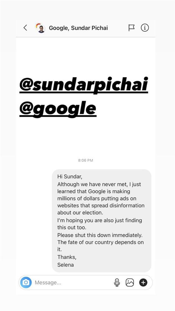 Nội dung tin nhắn Selena Gomez gửi CEO Google-1