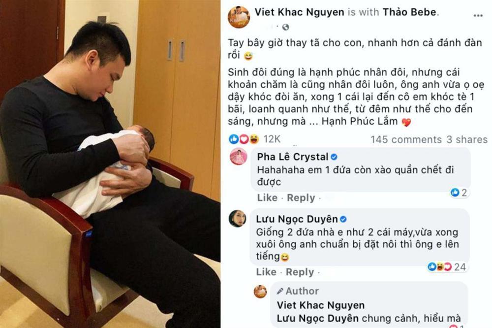 Khắc Việt đồng cảm chuyện chăm con sinh đôi với Sara Lưu-2