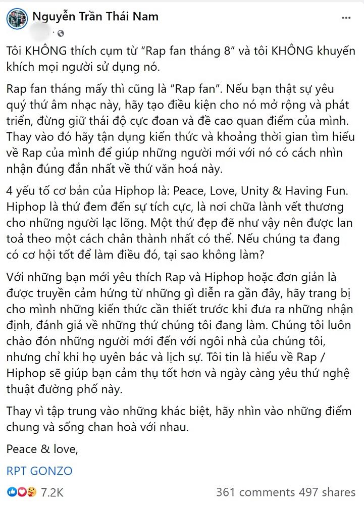 Rhymastic nói về Rap fan tháng 8: Cứ chửi và lên án, Rap Việt vẫn lớn mạnh-2