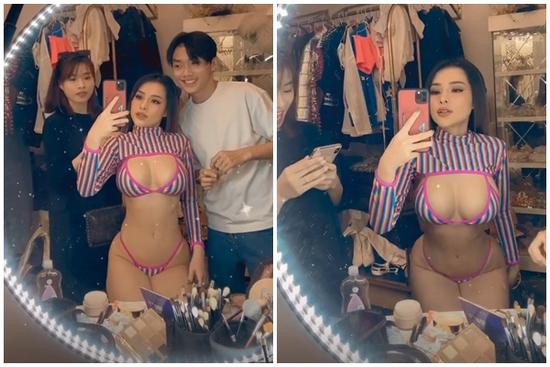 Ngân 98 diện bikini tí hon chỉ che được 'vùng cấm địa'