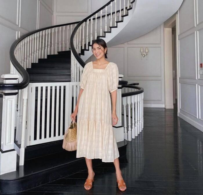 Chăm diện váy suông, Hà Tăng khiến fans nghi ngờ bầu lần 3-4