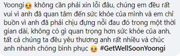 Suga gửi tâm thư tới fan, chấn thương nặng vẫn trấn an mình ổn, đừng lo nhé-6