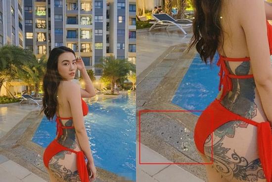 Khoe vòng ba bốc lửa, Linh Miu tự tố photoshop lố đến méo cả nền gạch