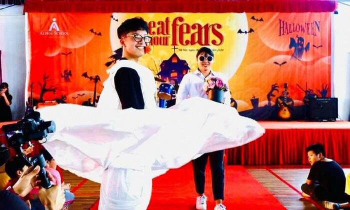 Phản ứng của Công Lý khi con trai mặc váy trình diễn thời trang-3