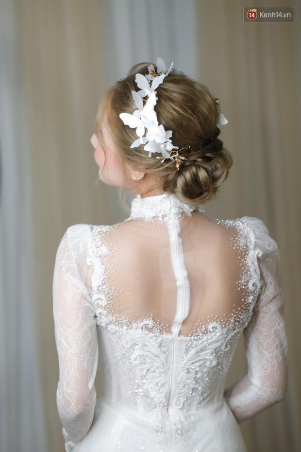 Cô dâu của streamer giàu nhất Việt Nam: Xoài Non makeup long lanh, tóc búi sang như gái Pháp-6