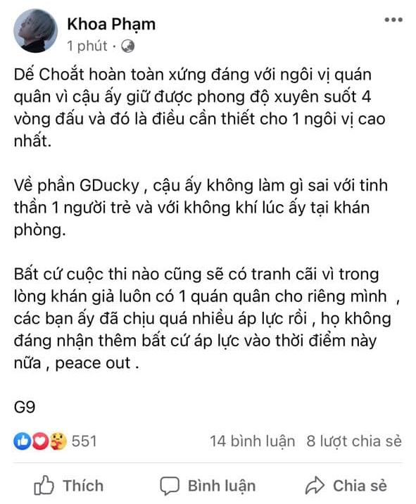 Karik bênh vực GDucky khi bị lên án vì biểu cảm lúc nhận giải Á quân Rap Việt-5