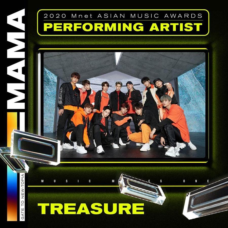 Nhóm nhạc nam Treasure đến từ YG Entertainment xác nhận tham dự lễ trao giải MAMA 2020 của Mnet. Đây là lần đầu tiên kể từ 2015 có một nghệ sĩ YG tham dự lễ trao giải này.