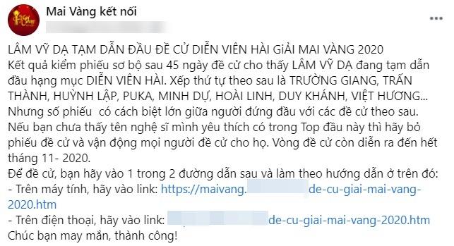 Lâm Vỹ Dạ bị antifan tẩy chay khi đang tạm dẫn đầu đề cử Mai Vàng-2