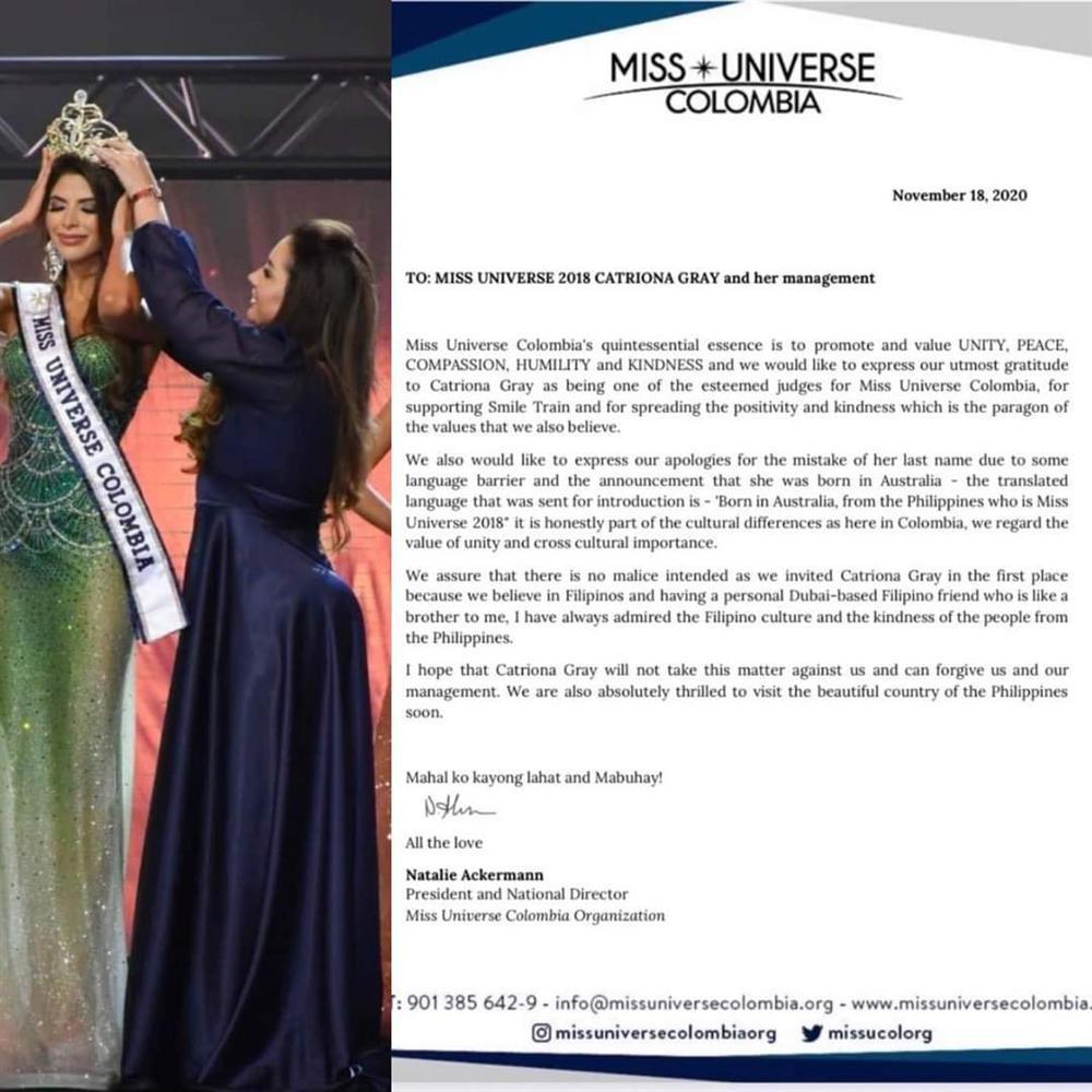 Tổ chức Miss Universe Colombia xin hoa hậu Catriona Gray tha thứ-7