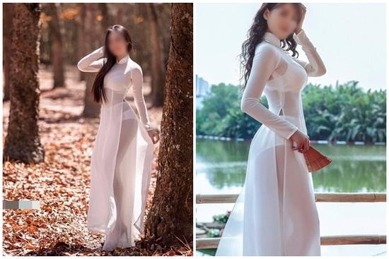 Nhức mắt trước loạt người đẹp mặc áo dài trong suốt phản cảm
