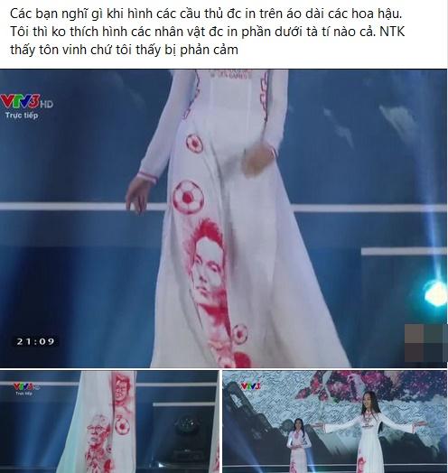 Thí sinh Hoa hậu Việt Nam diện áo dài in hình dàn cầu thủ U23 Việt Nam gây tranh cãi-7