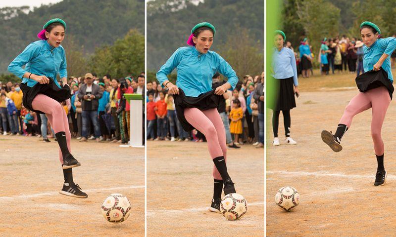 Võ Hoàng Yến đá bóng hăng máu đến nỗi tốc cả váy hớ hênh-1