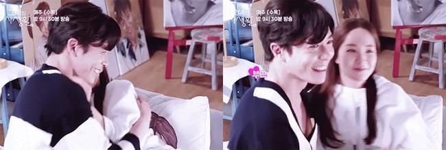 Sau khi diễn xong, Kim Jae Wook đã không giấu được nụ cười ngại ngùng, còn Park Min Young lại mỉm cười e thẹn vì phân cảnh tình cảm này.