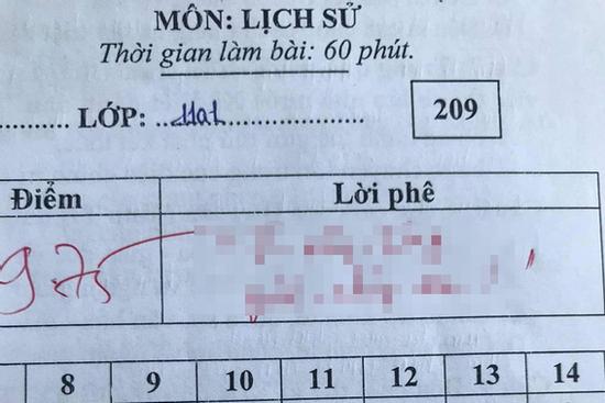 Bài kiểm tra Sử đạt 9,75 điểm nhưng lời phê cô giáo khiến dân tình vỗ tay tán thưởng