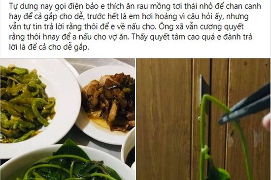 4 năm lấy nhau mới được ăn cơm chồng nấu, vợ tóa hỏa khi nếm thử món canh mùng tơi