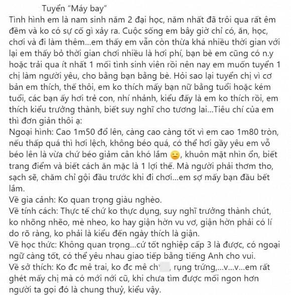 Chàng trai 2k đăng đàn tuyển máy bay, nhìn loạt tiêu chí không ai dám lại gần-1