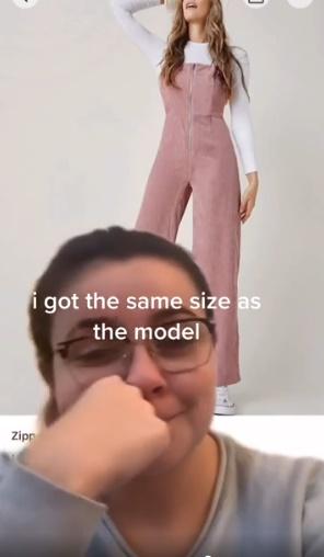 Cười xỉu: Mua hàng online nhận về chiếc quần yếm không che nổi ngực-1