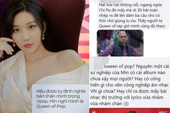 Làng nhạc Việt quăng 'đá tảng' vào Min khi tự luyến, gọi mình là 'Queen of Pop'