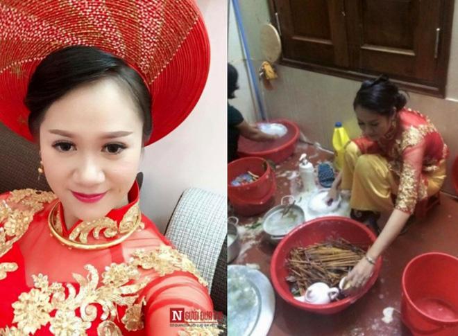 Xôn xao clip cô dâu ngồi rửa cả đống bát, cả họ chỉ trỏ rửa sạch vào, không sạch rửa lại-5