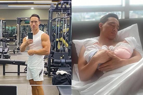 Dung mạo chuẩn 'bố bỉm sữa' của Kim Lý sau 1 tháng chăm con sinh đôi