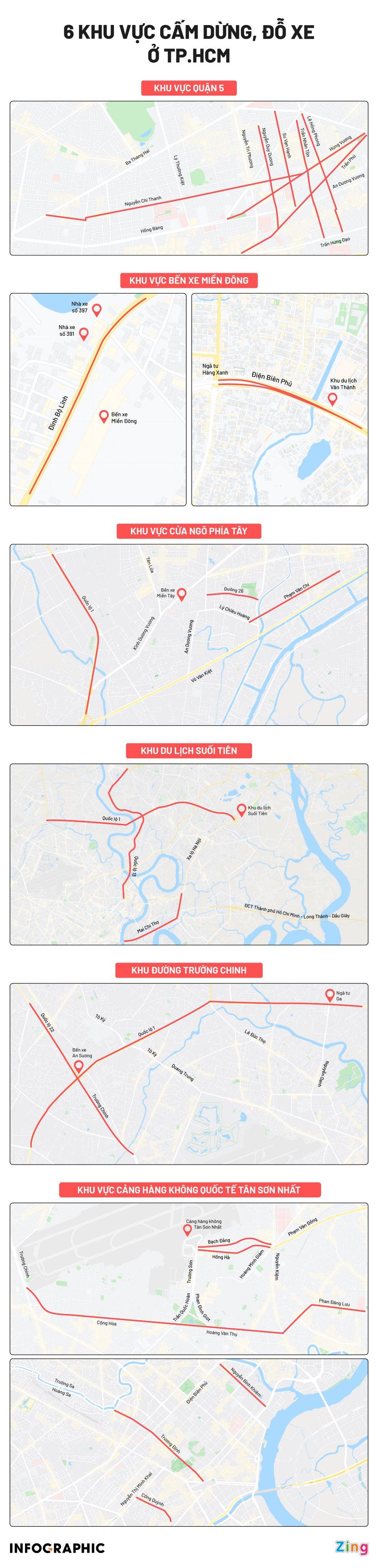 Chi tiết 6 khu vực cấm ôtô dừng, đỗ theo giờ ở TP.HCM-1