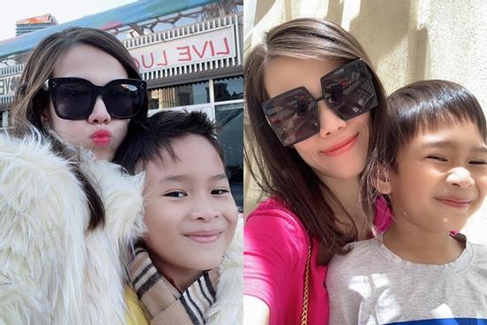 Loạt ảnh con trai 9 tuổi của Ngô Kiến Huy bên mẹ đẻ