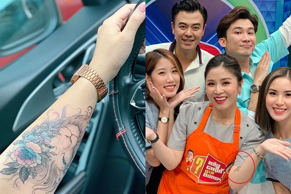 Lần hiếm hoi MC Hoàng Linh để lộ hình xăm hổ báo khi ghi hình-3