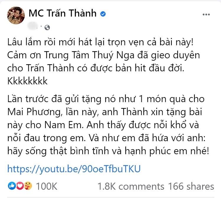 Trấn Thành hát tặng Nam Em: Anh thấy được nỗi khổ đau trong em-1