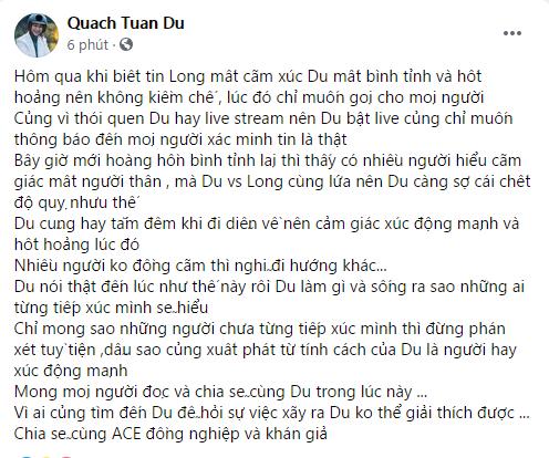 Bị chỉ trích làm lố khi Vân Quang Long qua đời, Quách Tuấn Du nói gì?-4