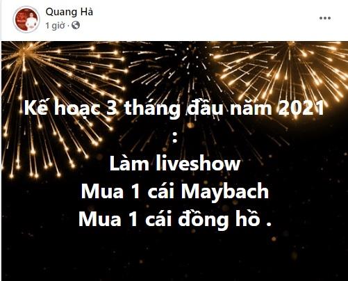 Quang Hà đặt mục tiêu 3 tháng đầu năm 2021, vung tiền chuẩn đại gia-1