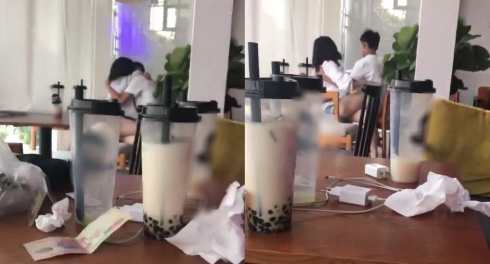 Đôi trẻ hôn nhau như nuốt lưỡi trong quán trà sữa ở Lạng Sơn-1