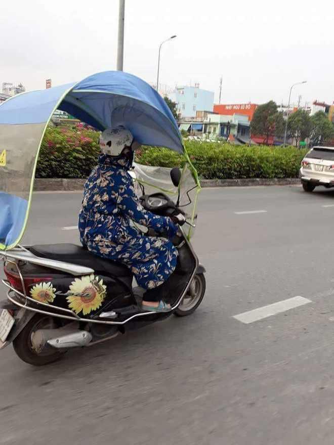 Không chỉ có tác dụng chắn gió mà chiếc lồng này cũng tránh nắng rất tốt.