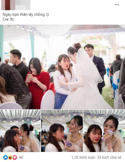 Cô gái ôm cô dâu khóc như mưa ở đám cưới, nguyên nhân phía sau mới bất ngờ-1