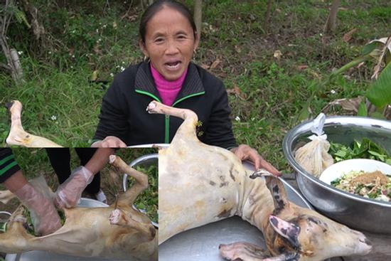 Bà Tân Vlog làm dê nướng nguyên con, dân mạng chỉ ra chi tiết tàn nhẫn