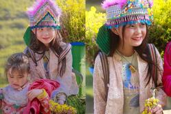 Bé gái Hà Giang gây bão mạng với khoảnh khắc đứng bán hoa cùng em gái