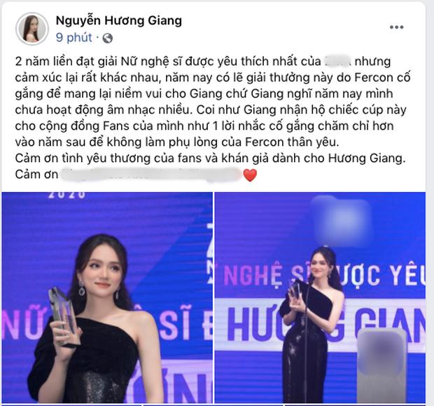 Tranh cãi mới của Hương Giang: Tự nhận chưa hết sức cho âm nhạc nhưng lại giành giải Nữ nghệ sĩ được yêu thích nhất?-1