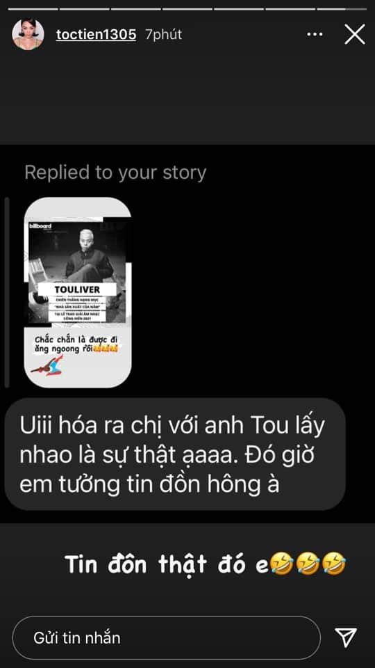 Phản ứng của Tóc Tiên khi bị nói chưa cưới Hoàng Touliver-1