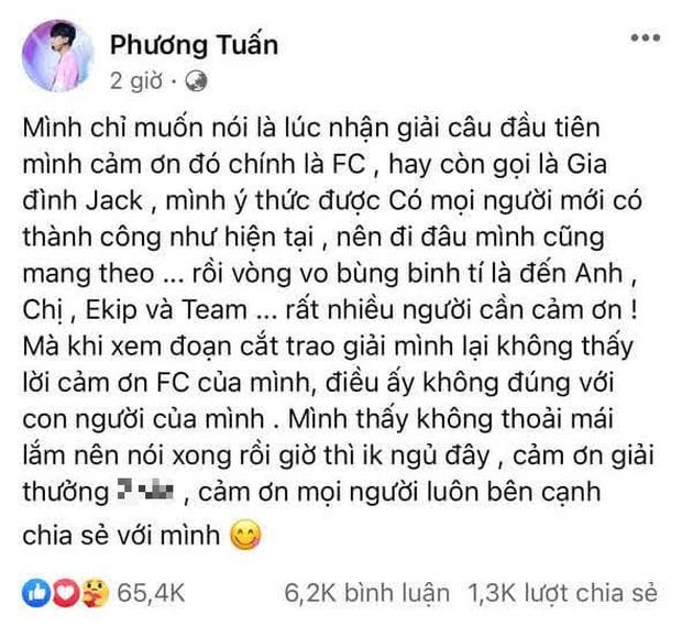 Jack bị cắt lời cảm ơn fan trong lễ trao giải: Tôi không phải người như vậy-2