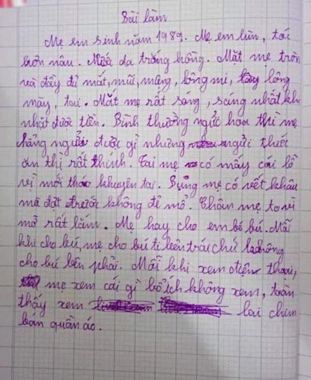 Nhóc tiểu học làm văn tả mẹ, ai cũng bật cười vì quá thô nhưng chân thực-1