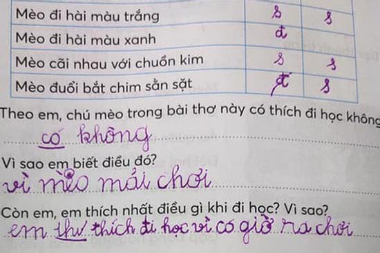 Hỏi thích gì nhất khi đến trường, câu trả lời nhóc tiểu học làm người đọc cười lăn lóc