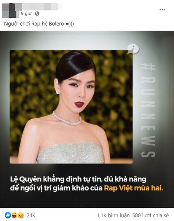 Cư dân mạng rôm rả phát ngôn gây sốc Tôi đủ khả năng làm giám khảo Rap Việt của Lệ Quyên, nhưng thực hư ra sao?-1