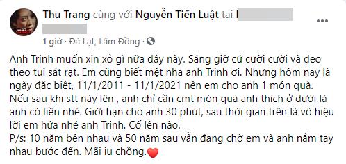 Tiến Luật bị Thu Trang chơi khăm ngày kỷ niệm 10 năm cưới-1