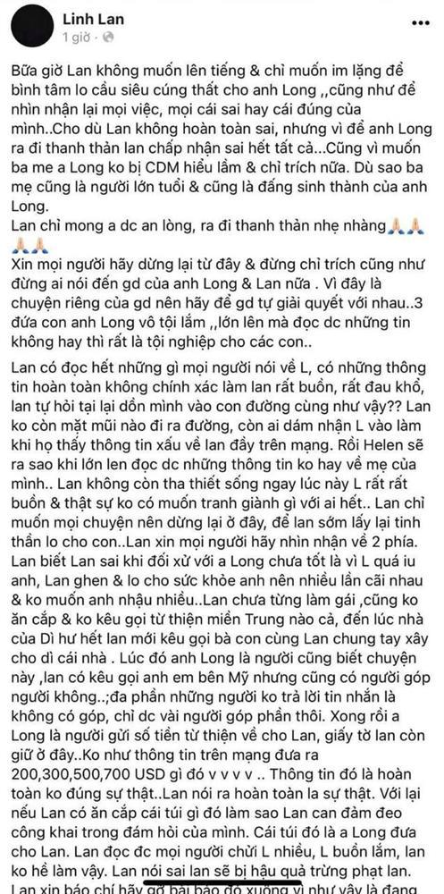 Vợ Vân Quang Long xin lỗi bố mẹ chồng, không còn tha thiết sống-2