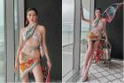 Hoa hậu Lương Thùy Linh lấy khăn lụa quấn làm váy táo bạo khoe body 'cực phẩm'
