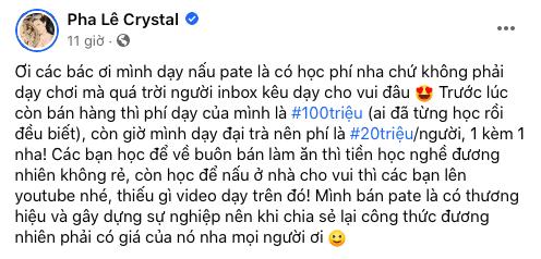 Pha Lê gây tranh cãi khi dạy nấu pate với học phí 100 triệu đồng-3
