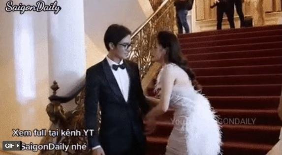 Bắt trọn phản ứng Chi Pu khi bạn trai Nam Em vòng tay muốn ôm eo cô trên thảm đỏ-1