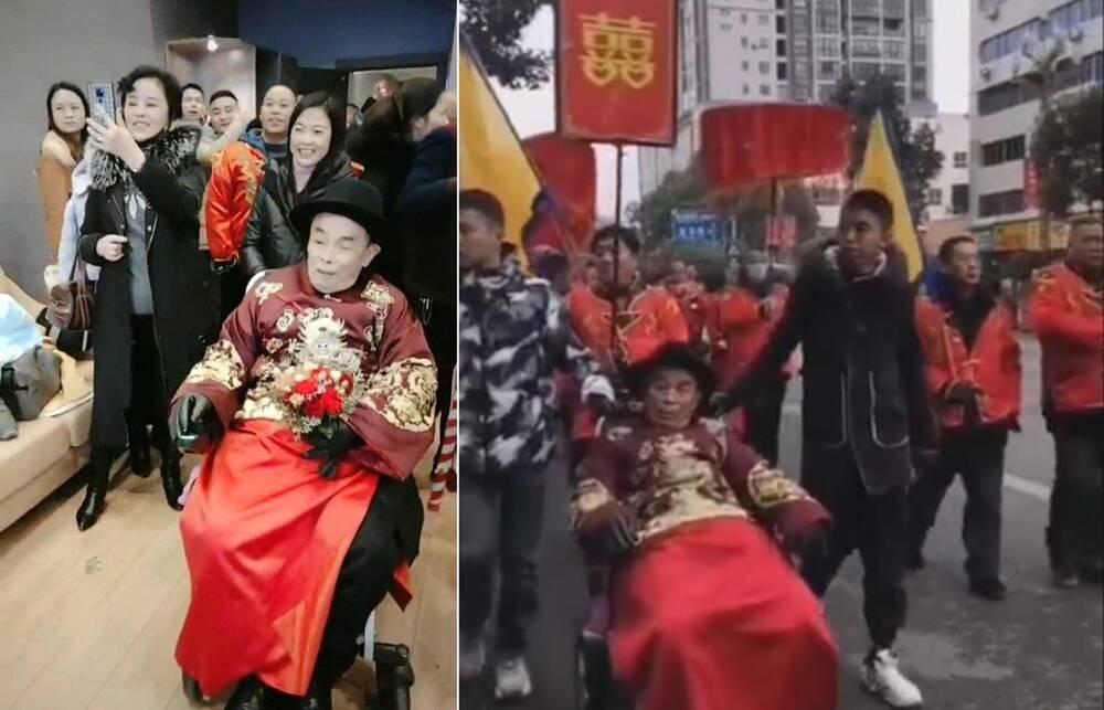 Cụ ông 80 tuổi ngồi xe lăn cưới vợ kém 42 tuổi, nhan sắc cô dâu khiến nhiều người trầm trồ-1