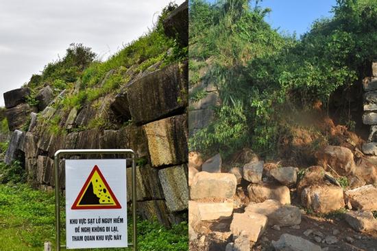 Tường đá Thành nhà Hồ sạt lở